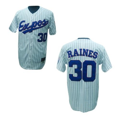 Light and soft are the characters of Montreal Expos 30 Tim Raines White(Black Strip) MLB Jersey